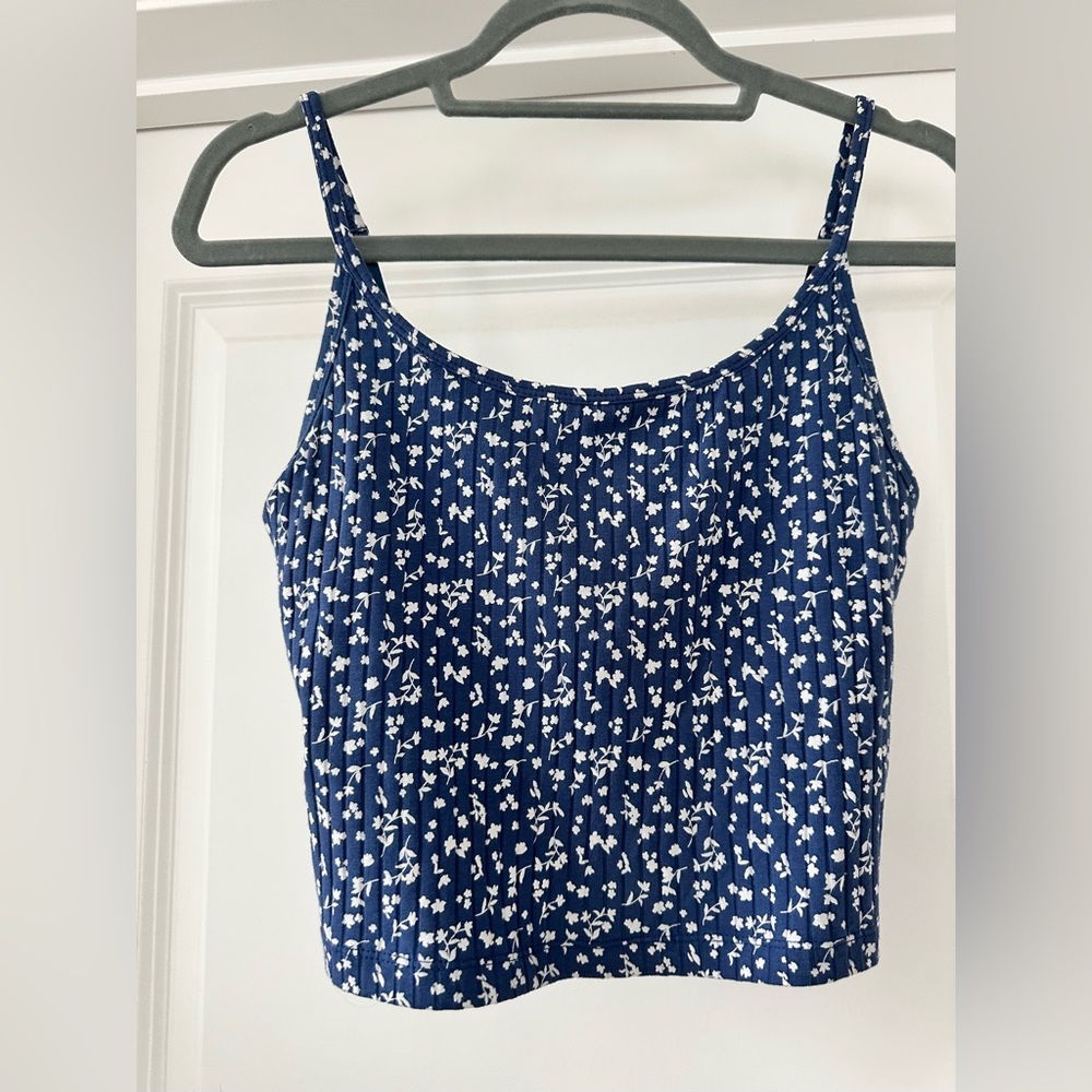 Old Navy blue tank Top with White flowers